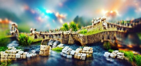 Floating Stone Bridge in Fantasy Landscape