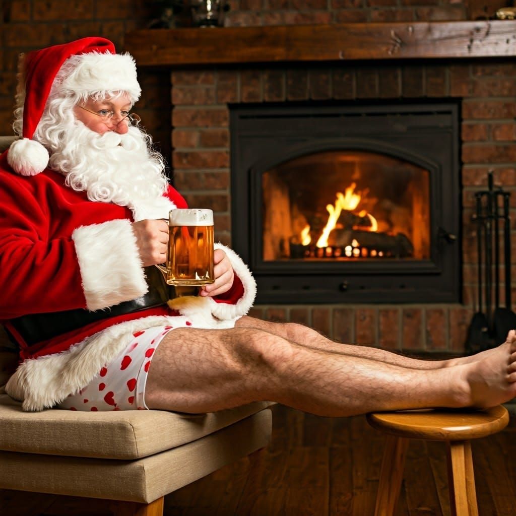Santa Claus Relaxes at Home, Professional Photography