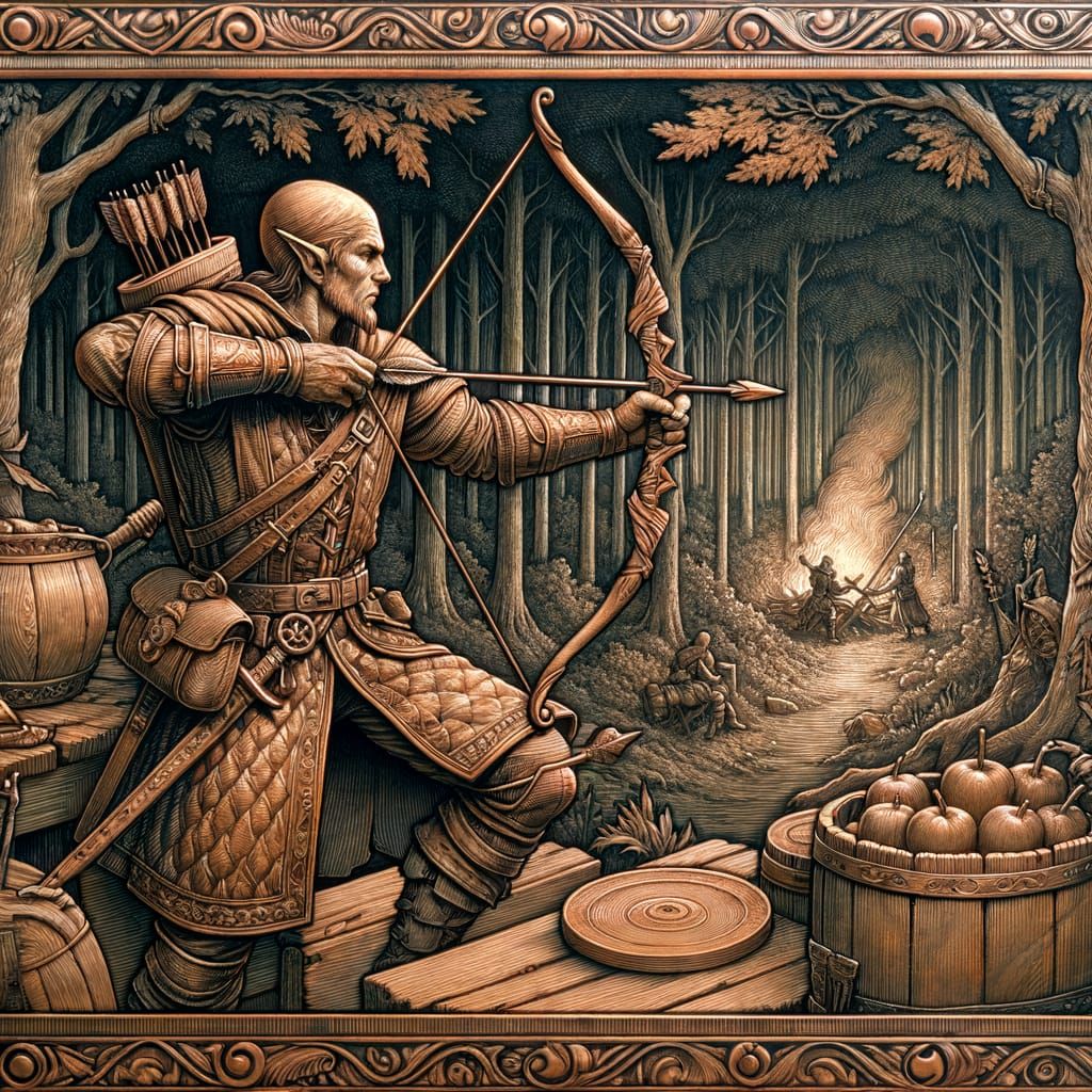 Half-Elf Rogue Archer in Medieval Fantasy Style