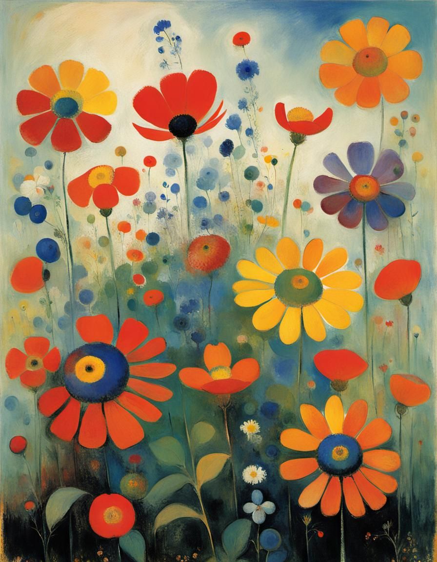 Abstract Wildflowers in Symbolist Style