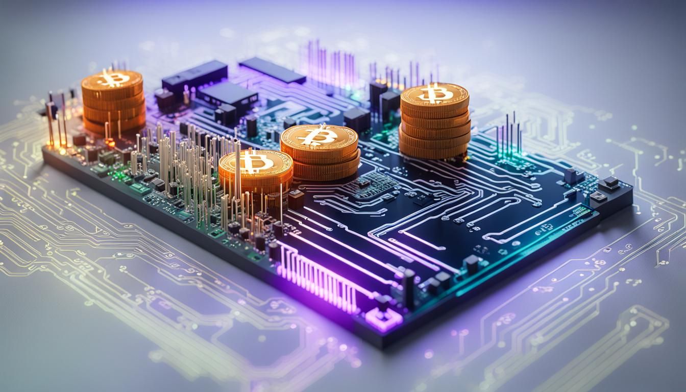 Bitcoin Tech: 3D Chart Sculpture with Volumetric Lighting