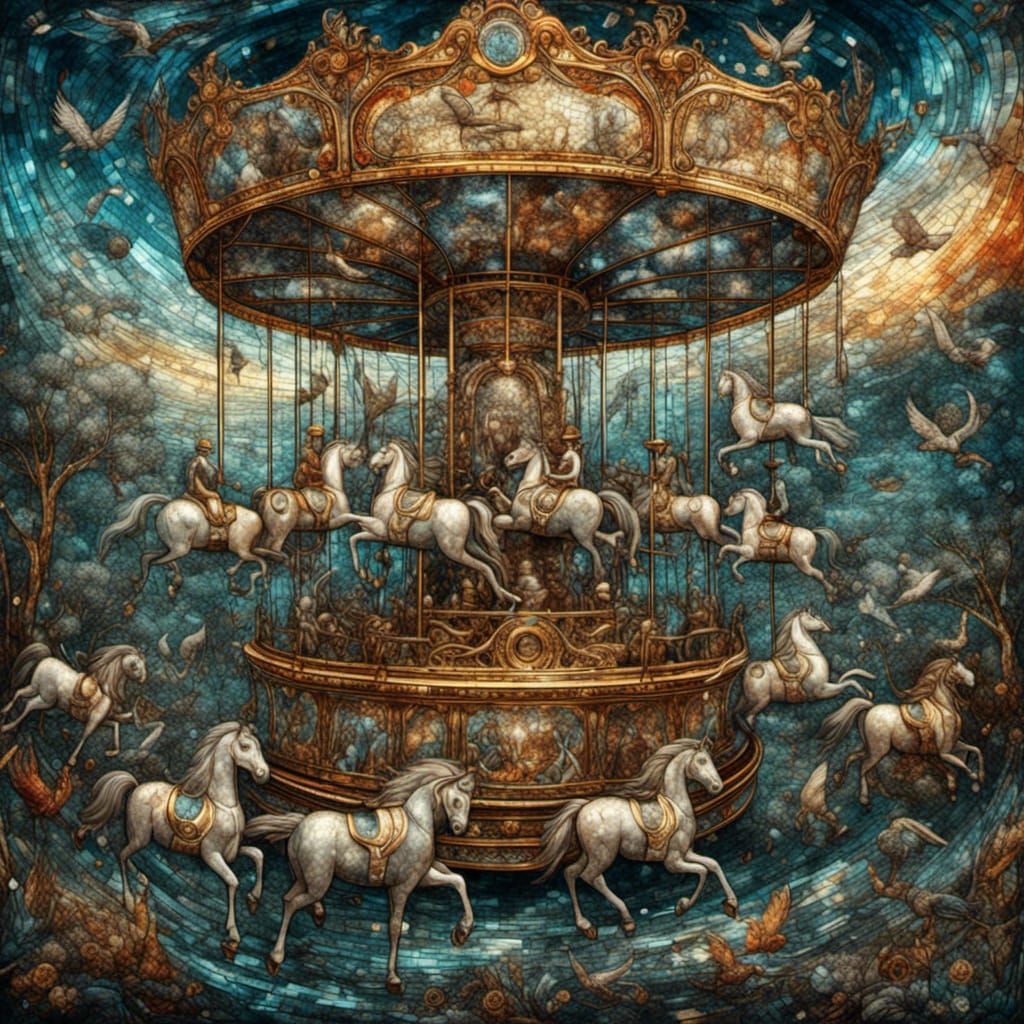 Mosaic Merry-Go-Round in Cosmic Astral Style