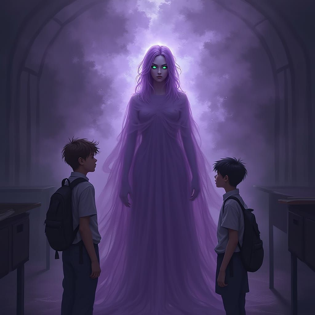 Surreal Book Cover Featuring Ghostly Figure and Teenage Boys
