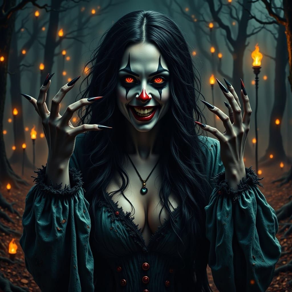 Bellatrix Lestrange as a Twisted Clown Horror