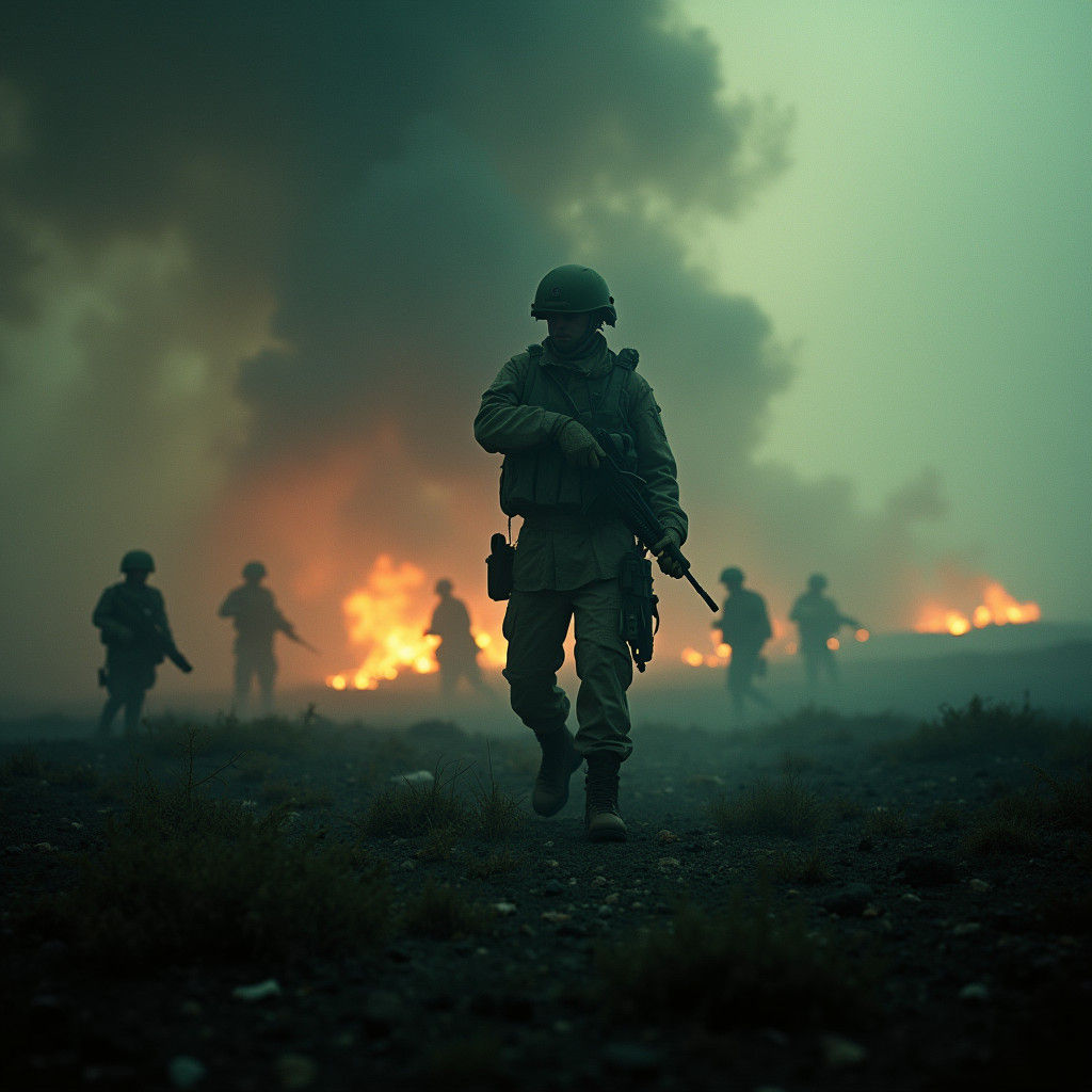 Cinematic Battlefield Chaos on 35mm Film