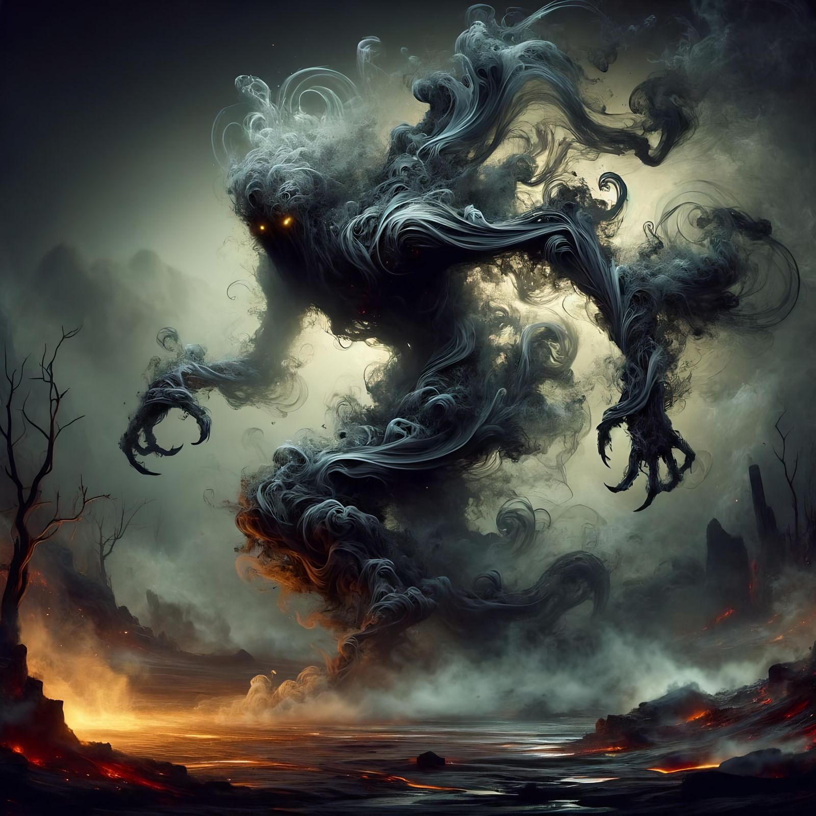 Menacing Belker in Smoky Dark Fantasy Scene