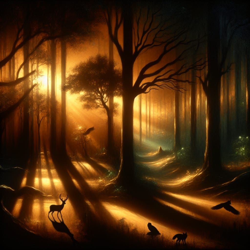 Silhouetted Animals At Dusk