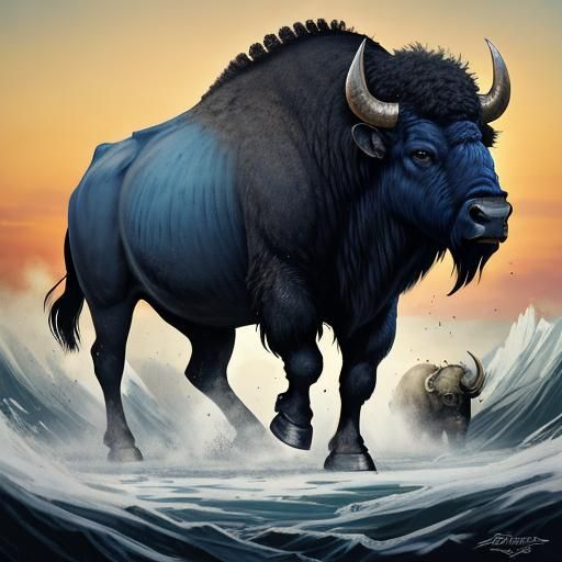 Majestic Buffalo King: Powerful Animal Art