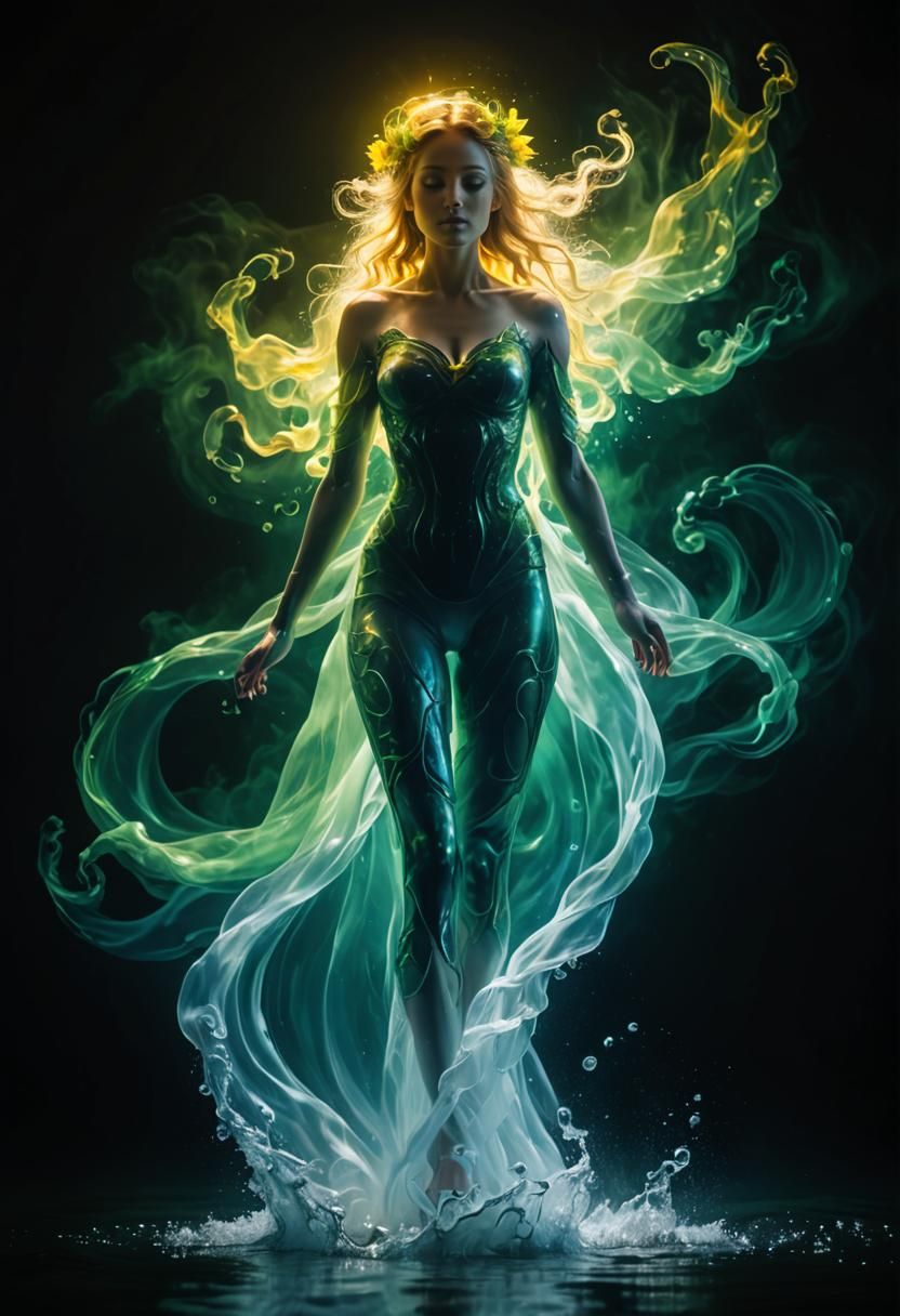 Ethereal Portrait of a Girl in Sunlit Water