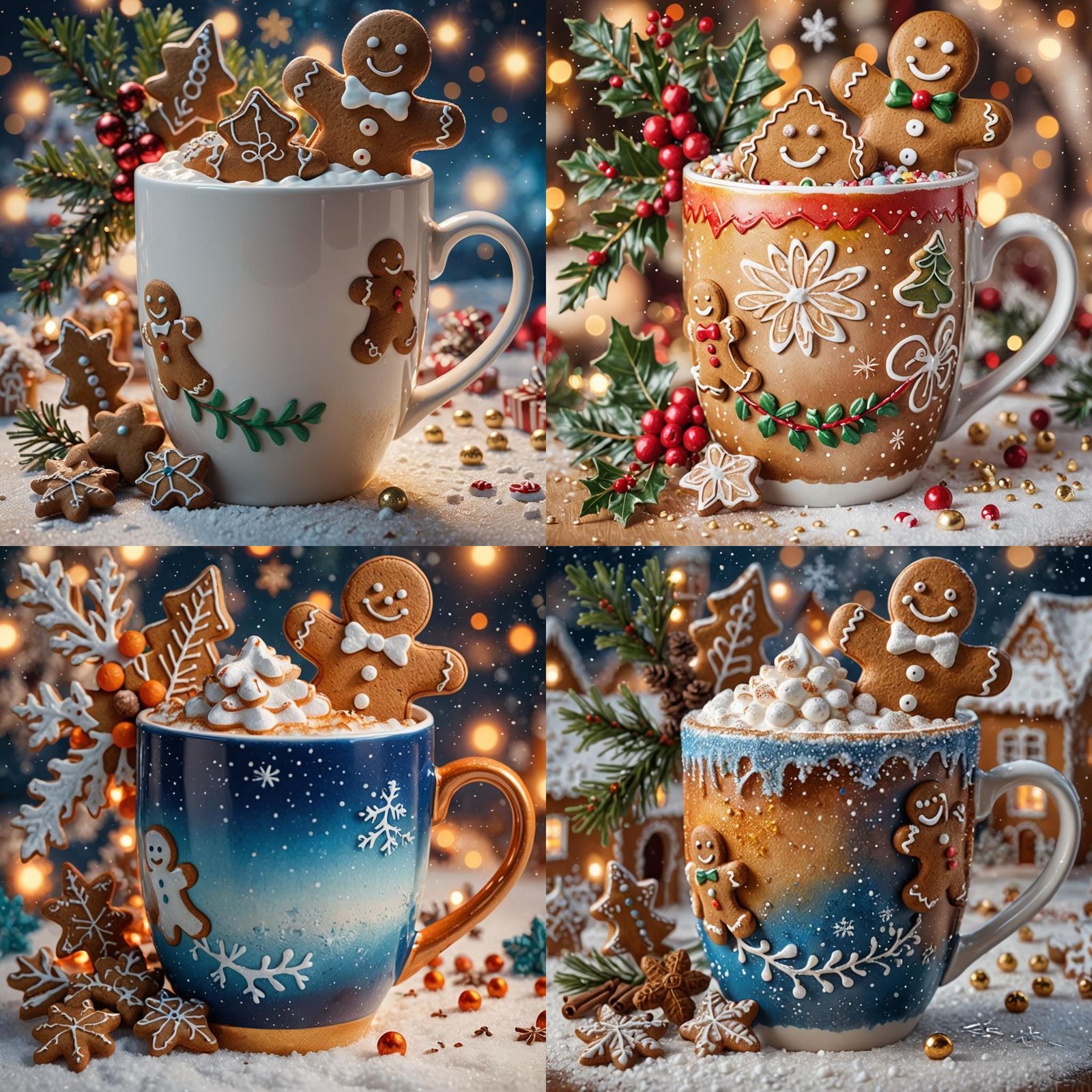 Christmas Coffee Cup with Gingerbread Man: Matte Painting