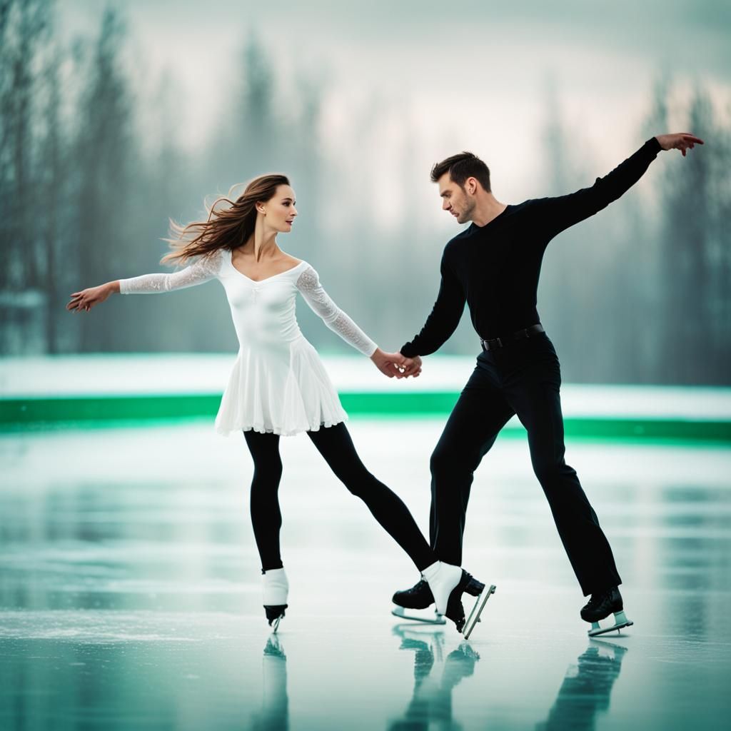 Romantic Ice Skating at Sunset in 8K