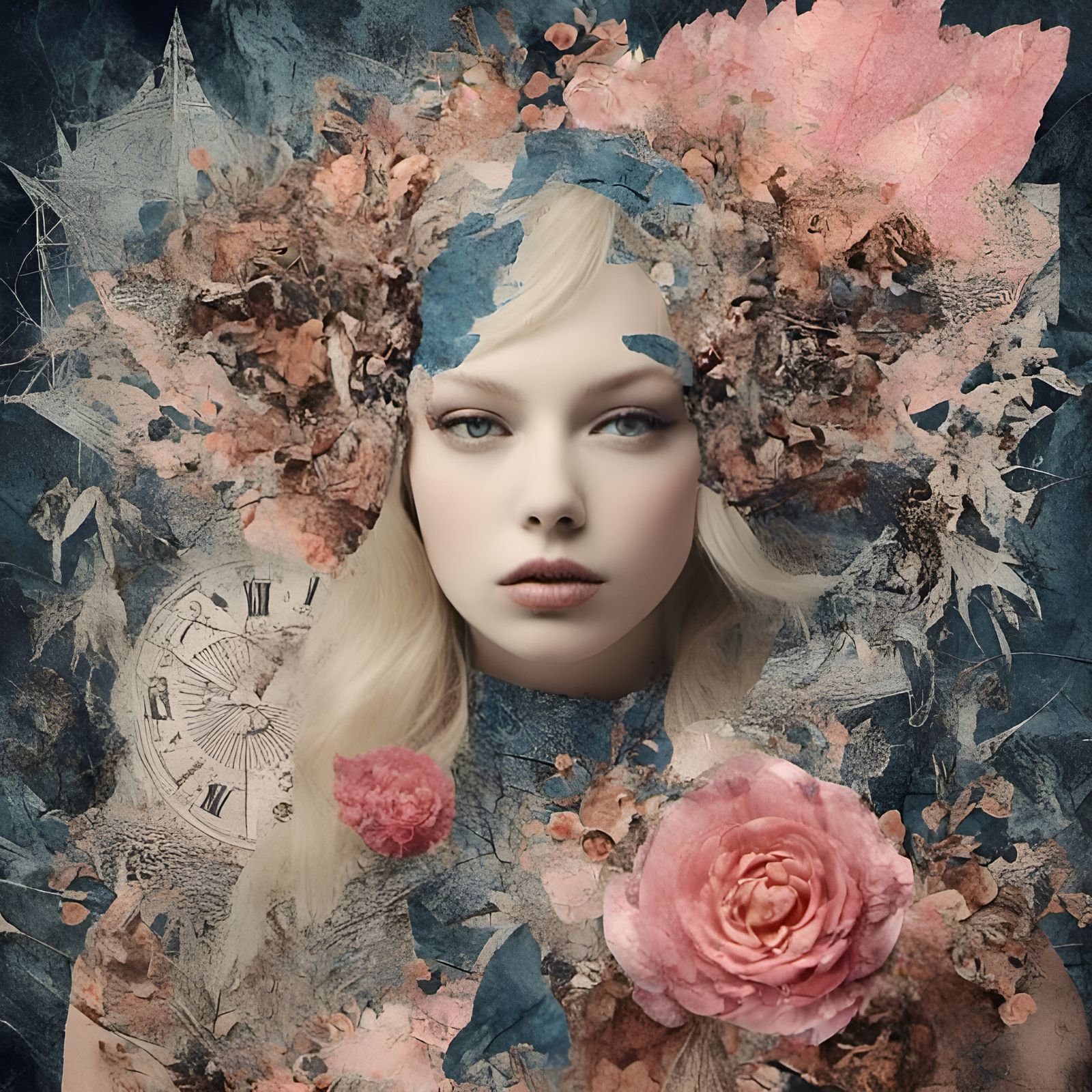 Season Goddess in Mixed-Media Collage Style