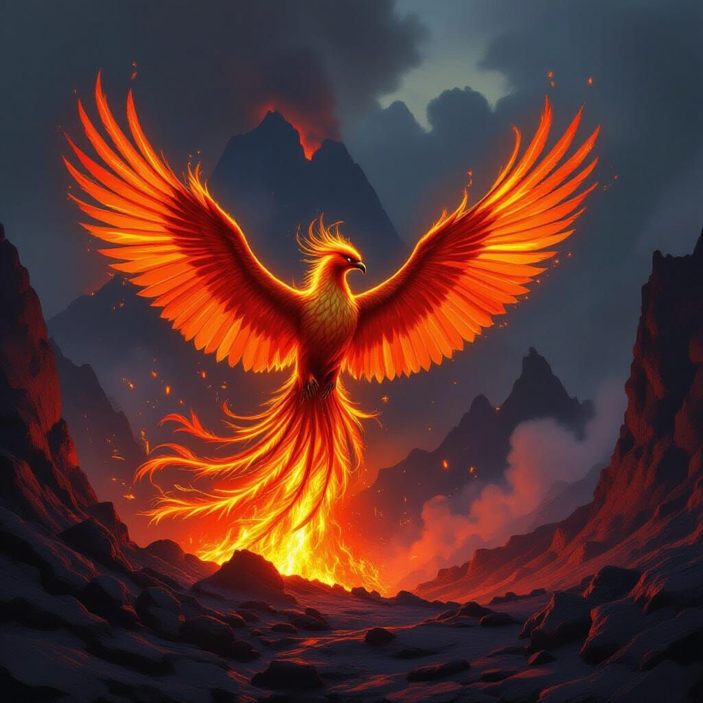 Fiery Phoenix Emerges from Volcano