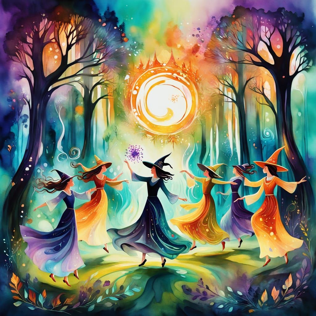 Enchanted Summer Solstice Gathering in Art Deco Impressionis...