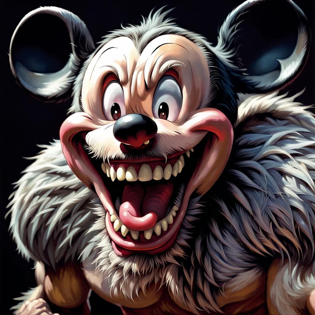 Menacing Mickey Mouse with Fangs
