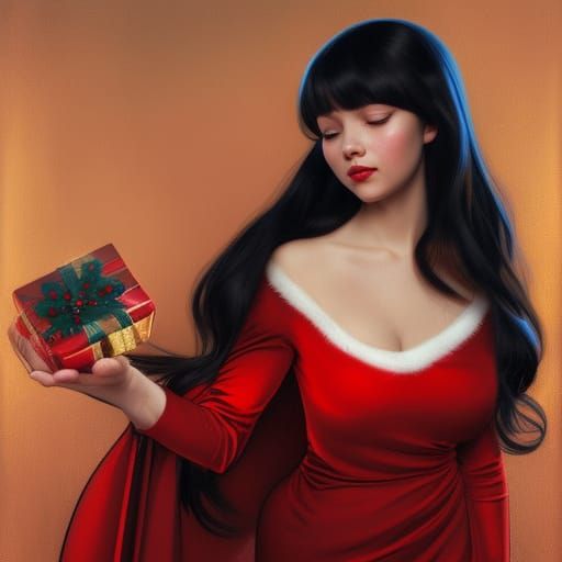 Festive Christmas Portrait in Hyperdetailed Digital Art