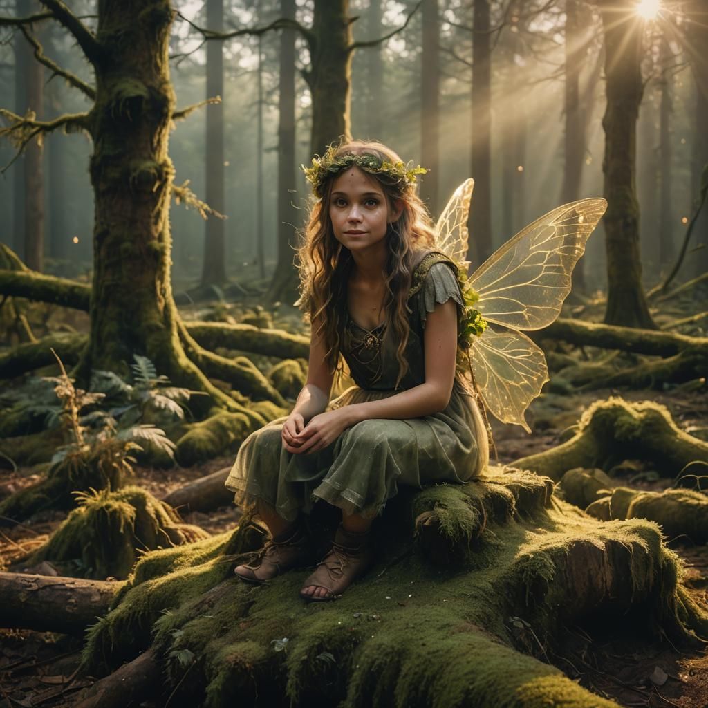 Enchanting Fairy Portrait in Golden Light