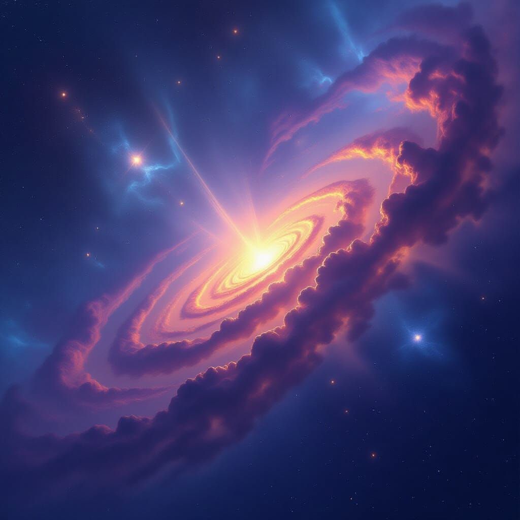 Cosmic Nebula with Stars and Galaxies in Digital Matte Paint...