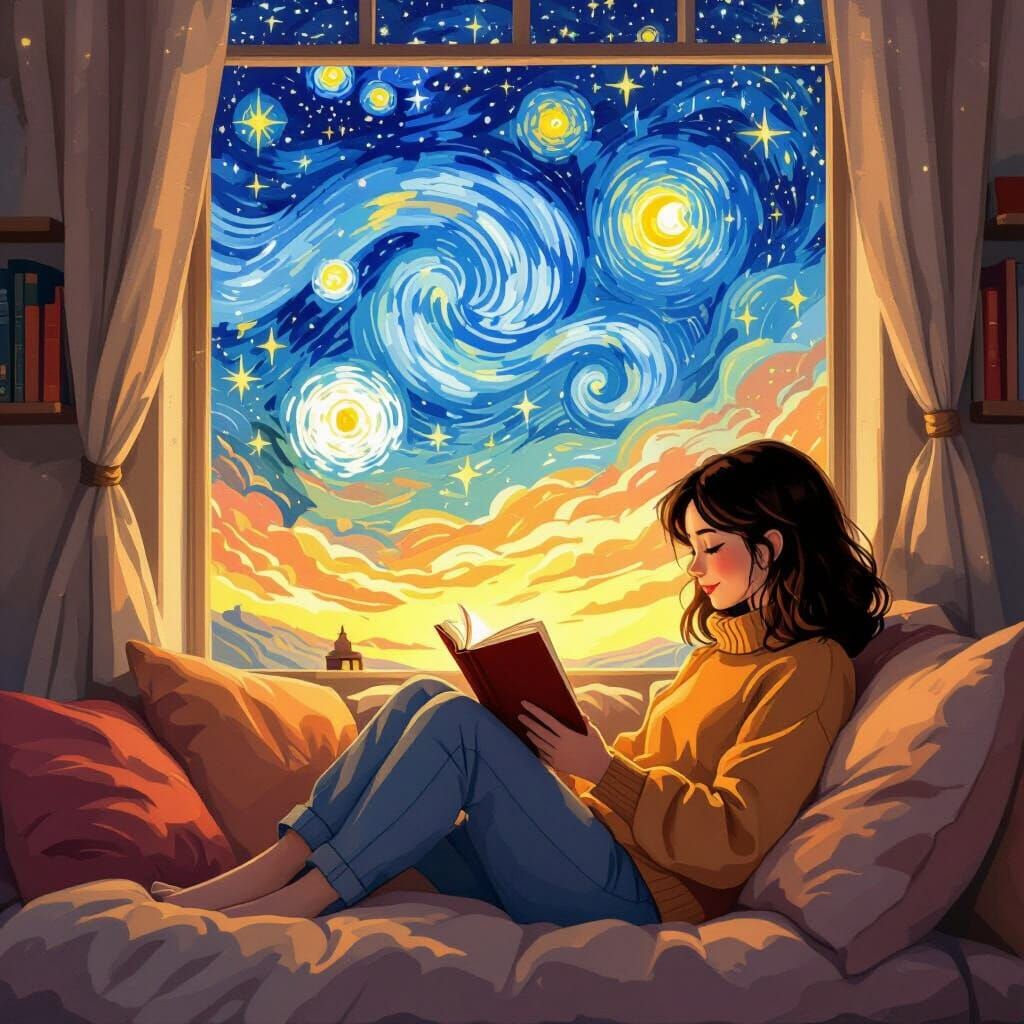 Stars and Galaxies Form Above Reader's Head