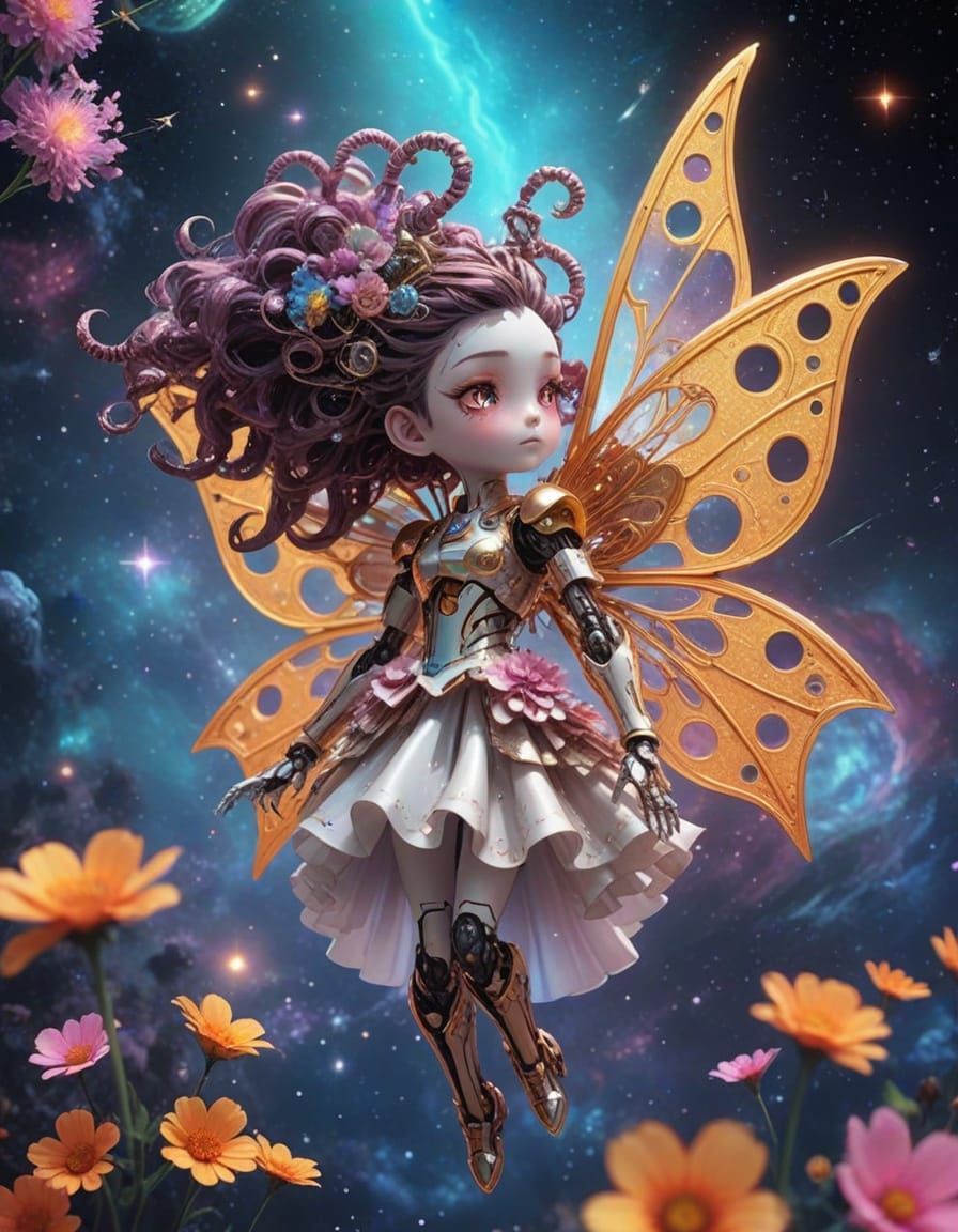 Robot Fairy in Space: Sci-Fi Anime Art
