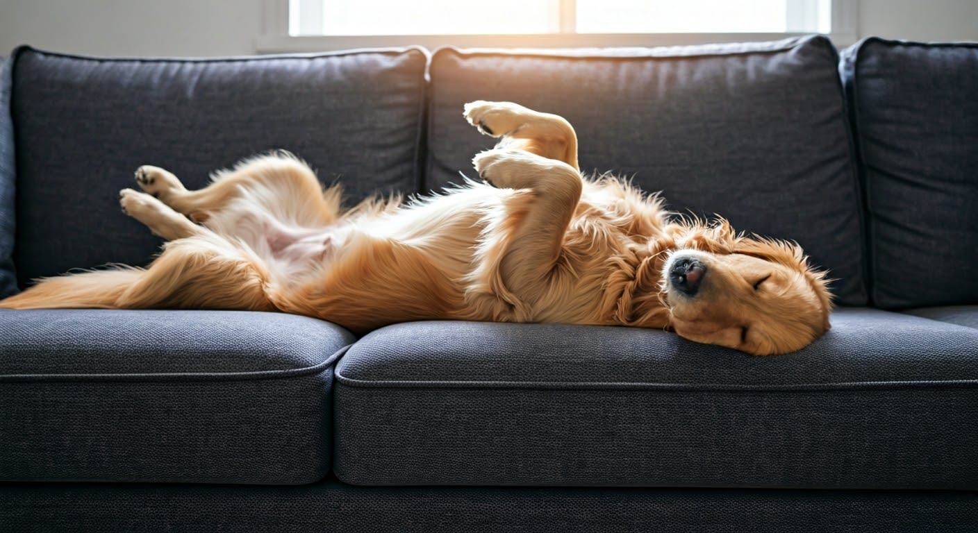 Golden Retriever in Peaceful Slumber, a Hyperrealistic Scene