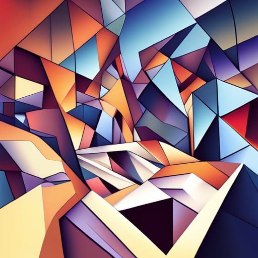 Geometric Fauvism in Cubist Art Deco Style