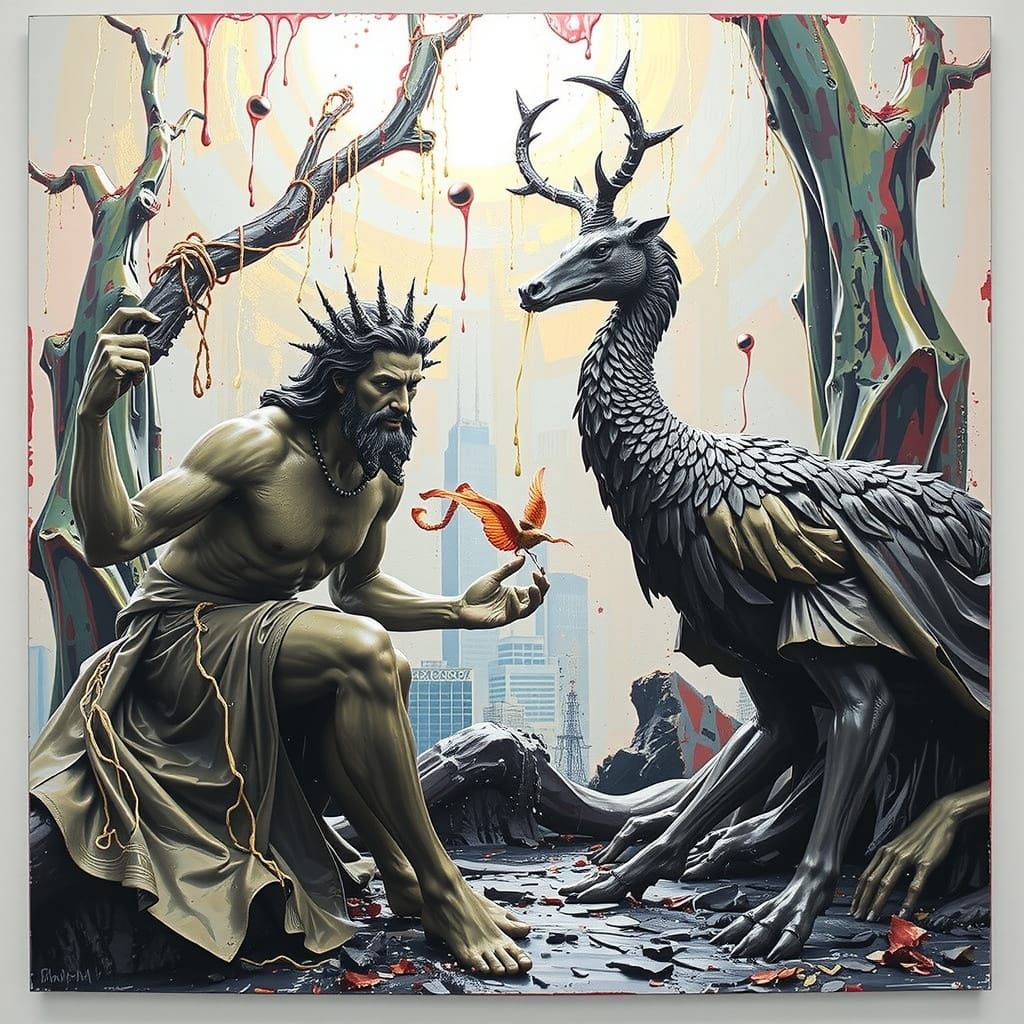 Hyperrealistic Sculpture with Vivid, Dynamic Lighting