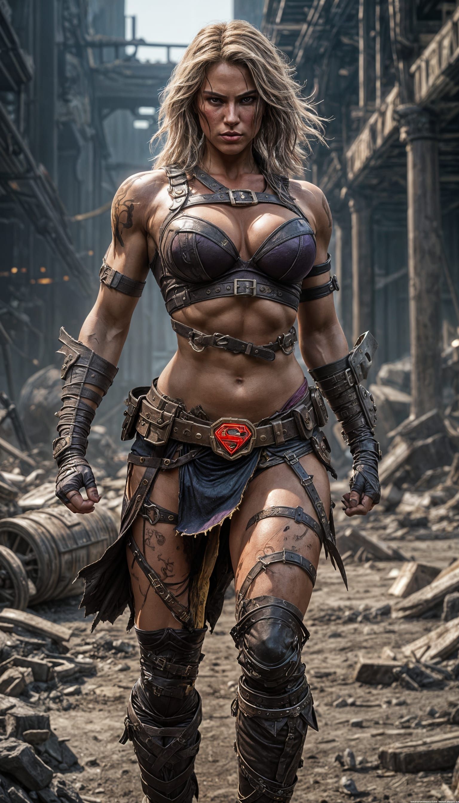 Wasteland Supergirl: Hyperdetailed Dark Fantasy Art