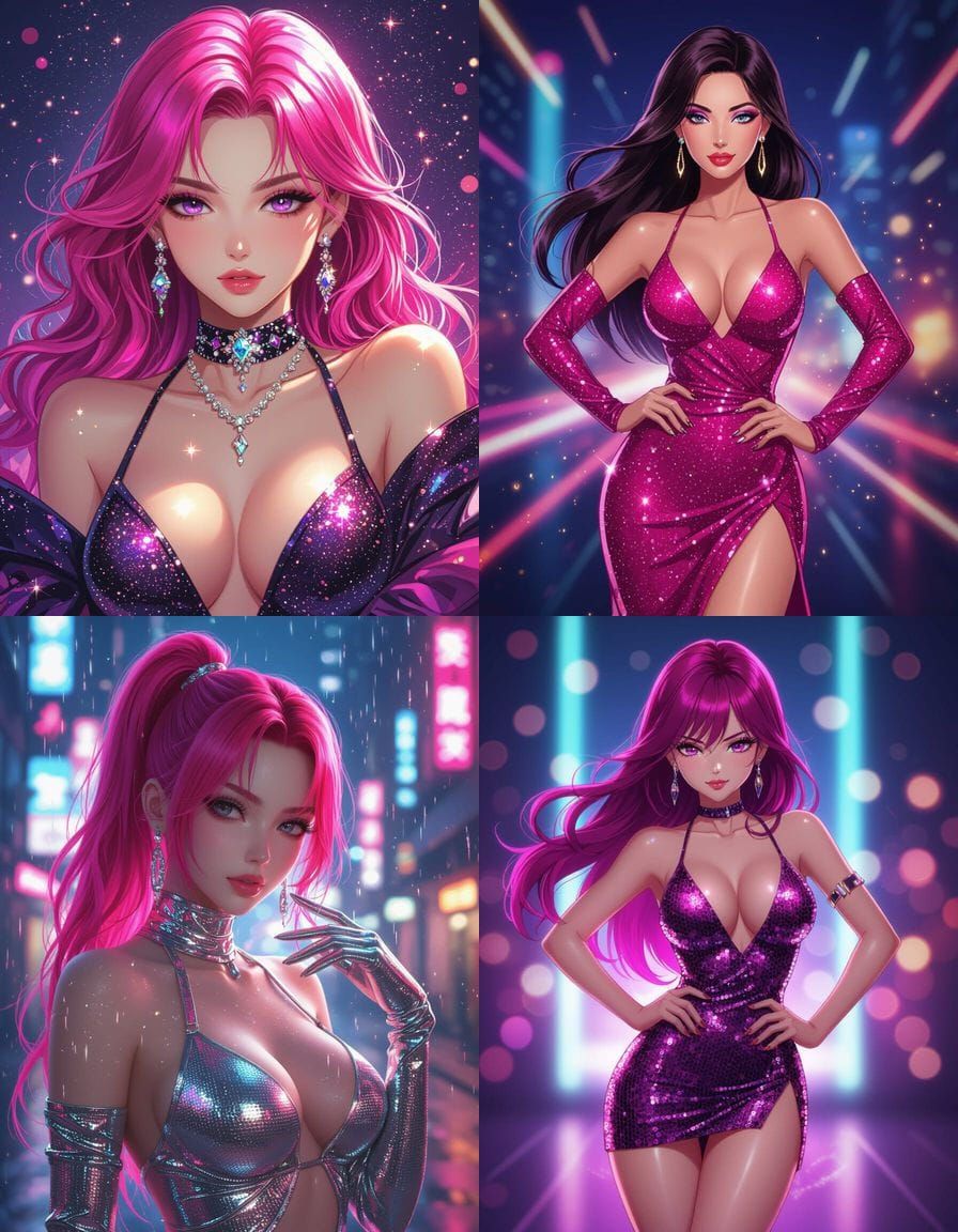 Glamorous Hot Pink Anime Lady