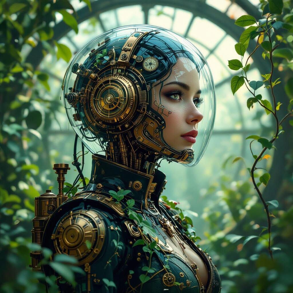 Steampunk Botanist in Art Deco Style