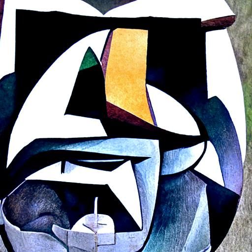 Abstract Cubist Ape with Morning Glories