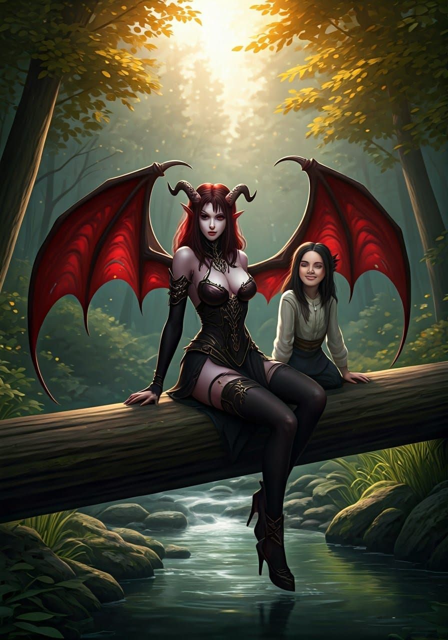 Demon Mother and Daughter in Anime Style