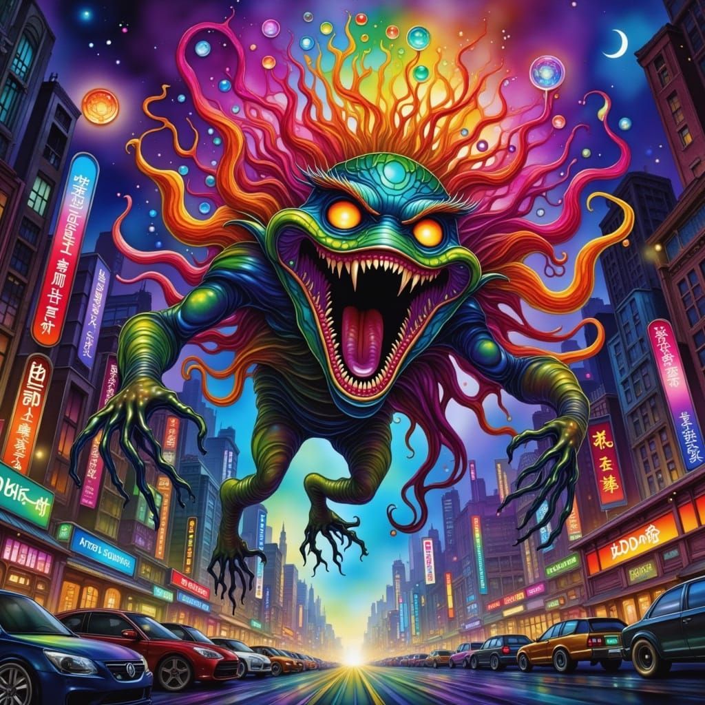 Fantastical Cityscape Fusion: Audrey II & Lo Pan