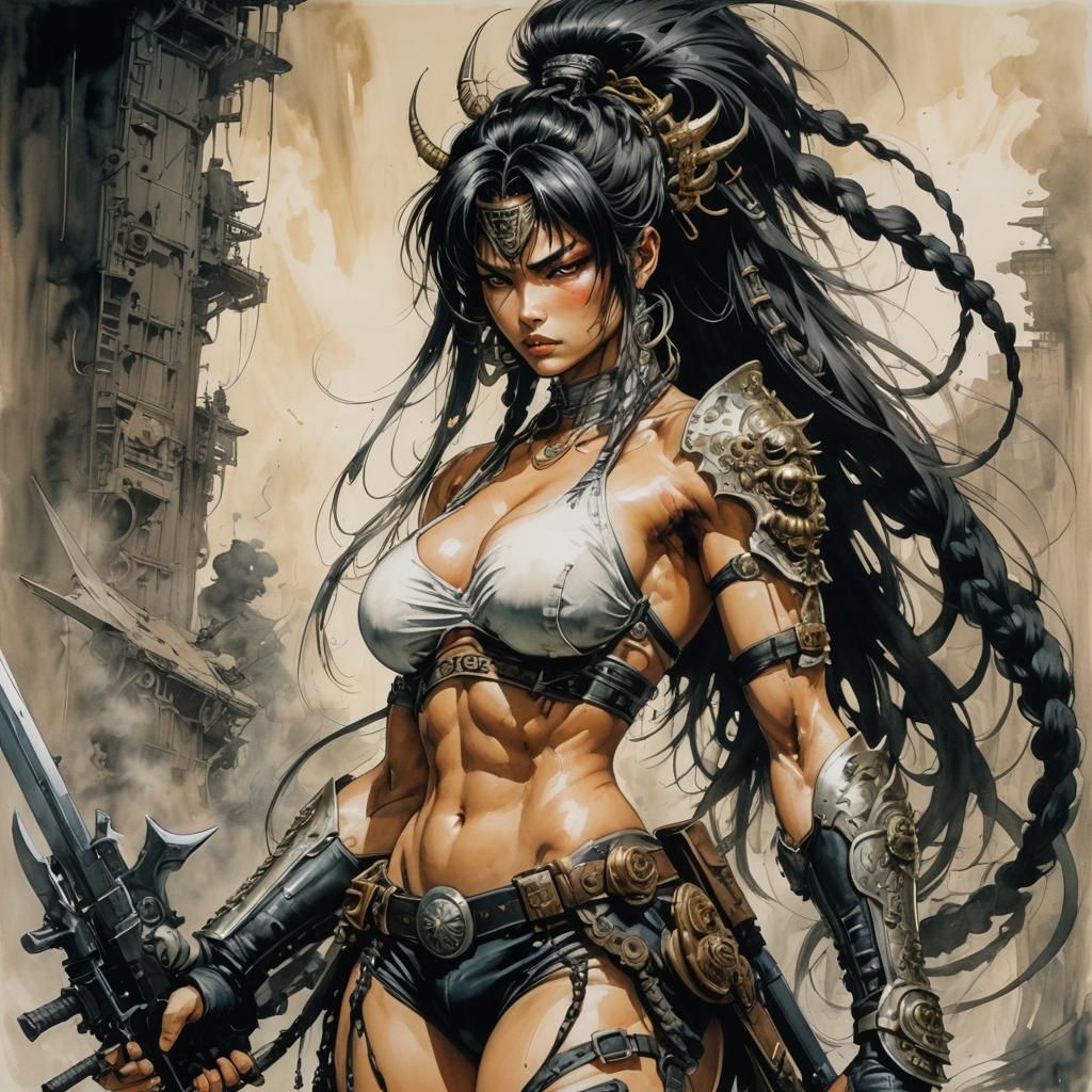 Fantasy Warrior in Oil Painting Style