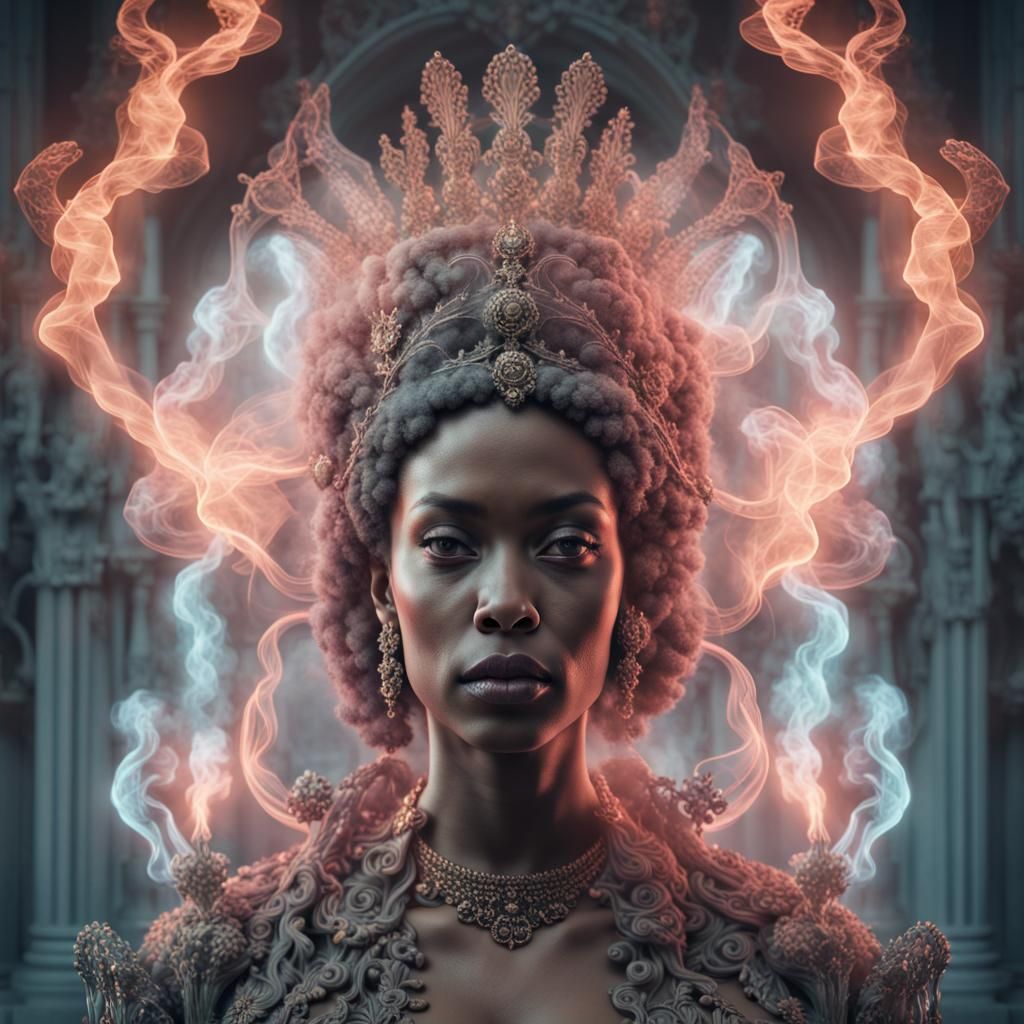 Neon Jellyfish Queen Ascends in Fine Art Portrait