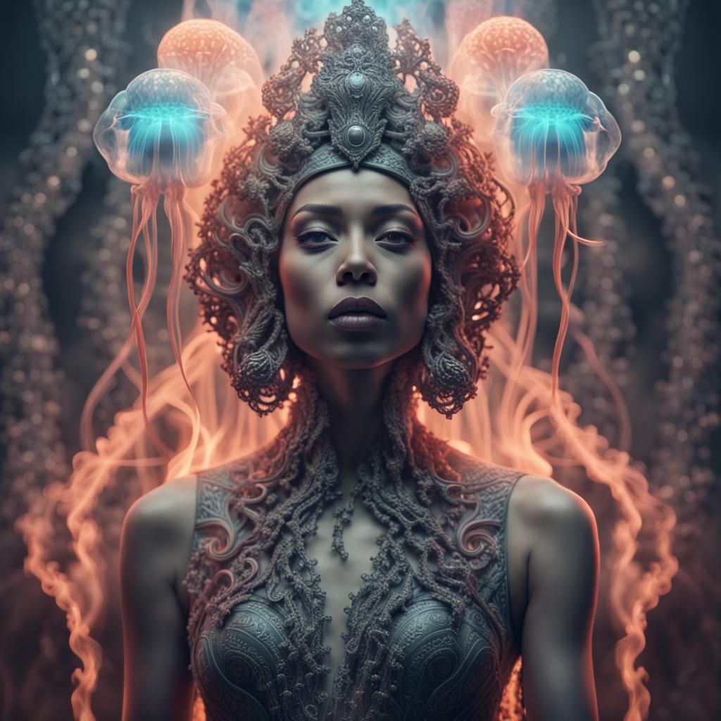 Jellyfish Queen Ascends in Fine Art Portrait