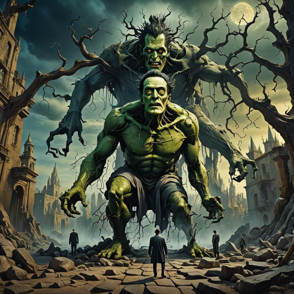 Surreal Frankenstein Creation in Style of Salvador Dali