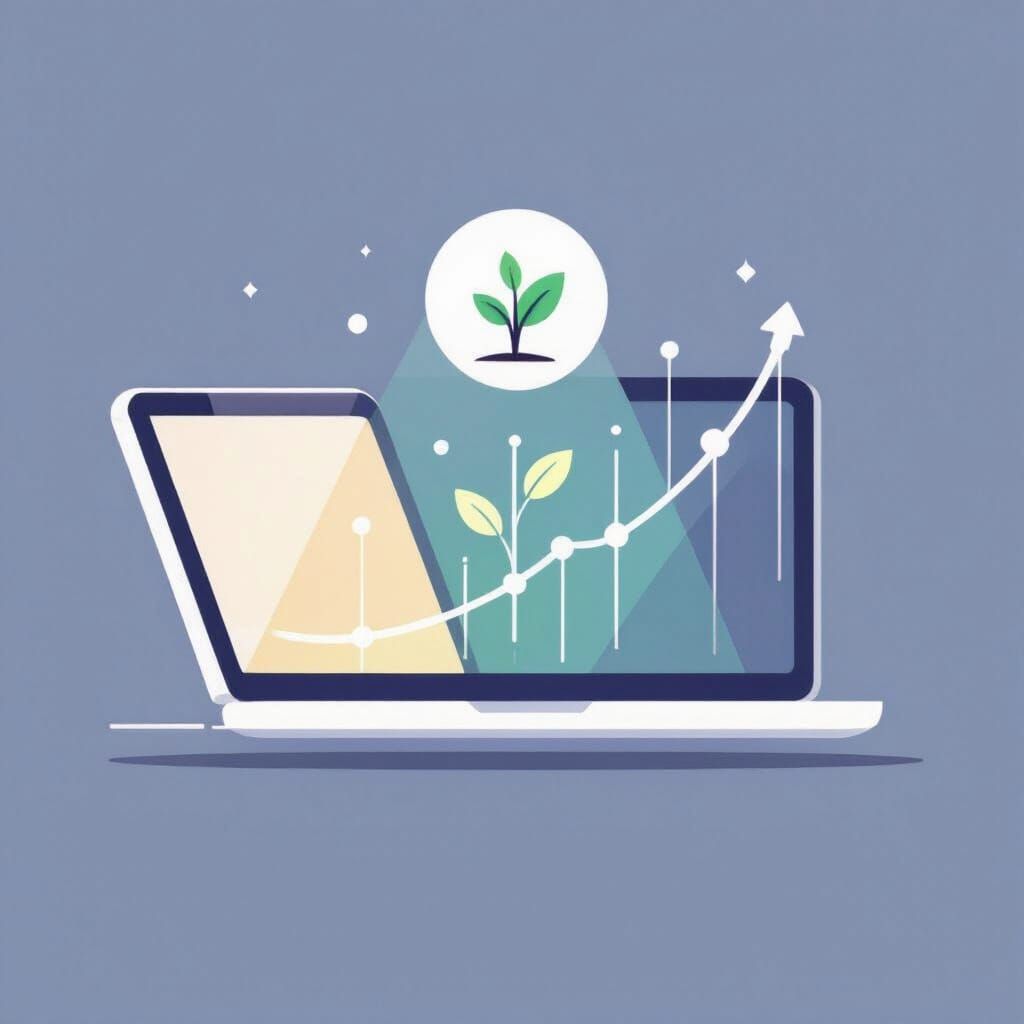 Minimalist Laptop Earning Online: Vector Art Style