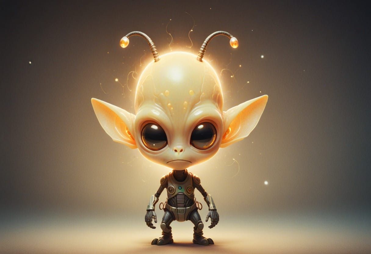 Glowing Alien with Four Arms