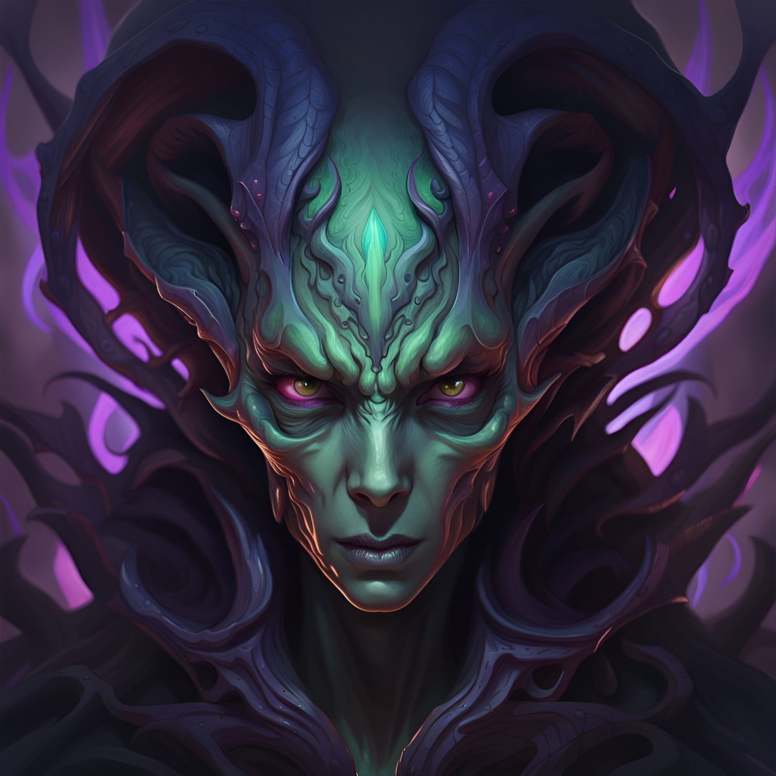 Hyperdetailed Portrait of a Demonic Alien Concept