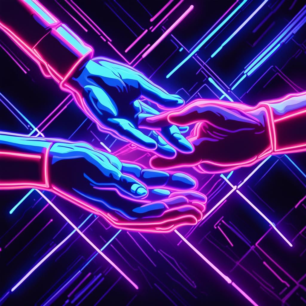 Neon Mental Telepathy Artwork in Synthwave Style