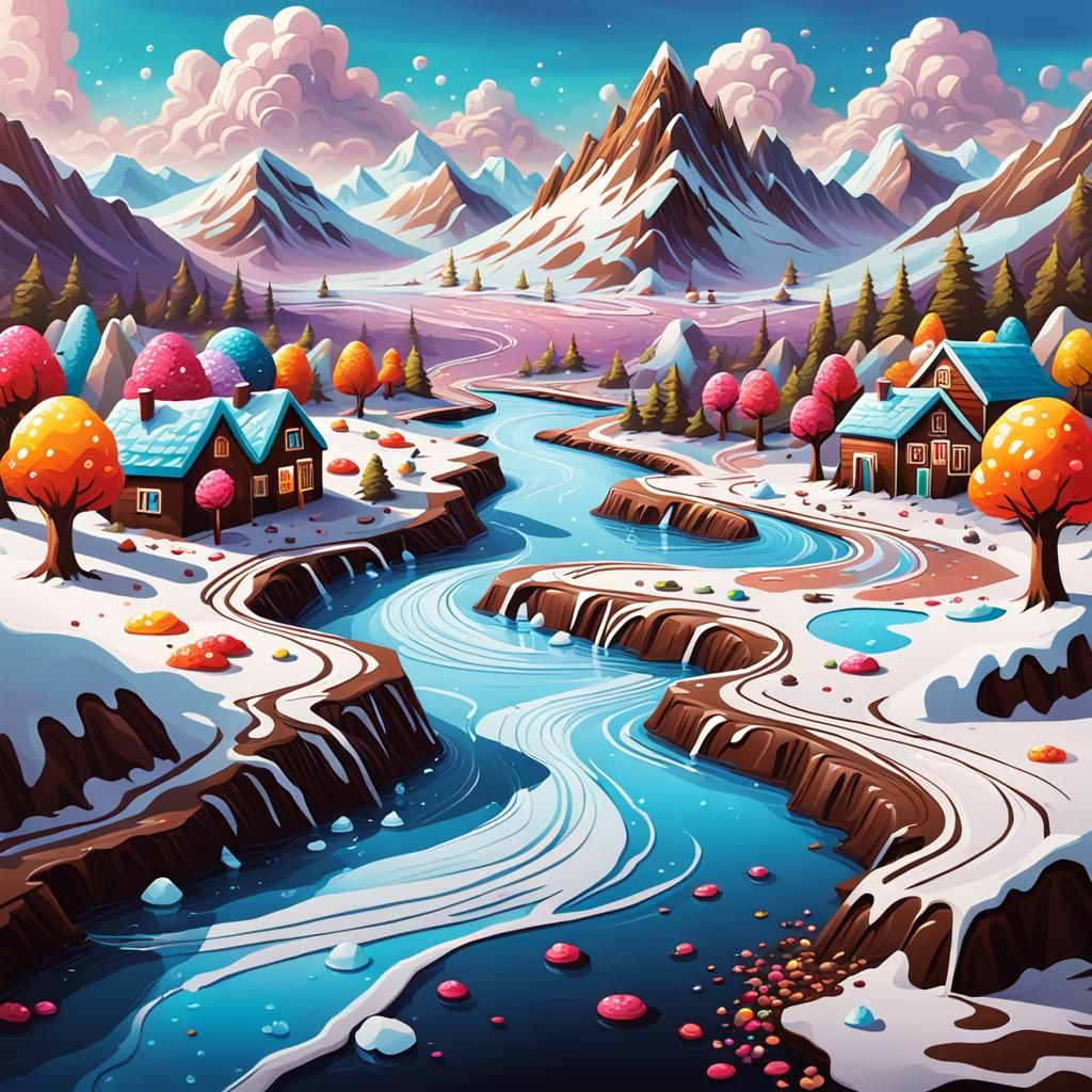 Candy Land Dreamscape in Graffiti Splash Art Style