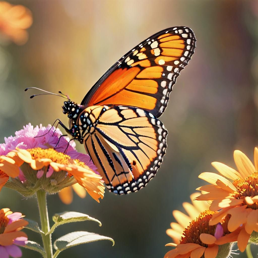 Monarch Butterfly in Impressionistic Style