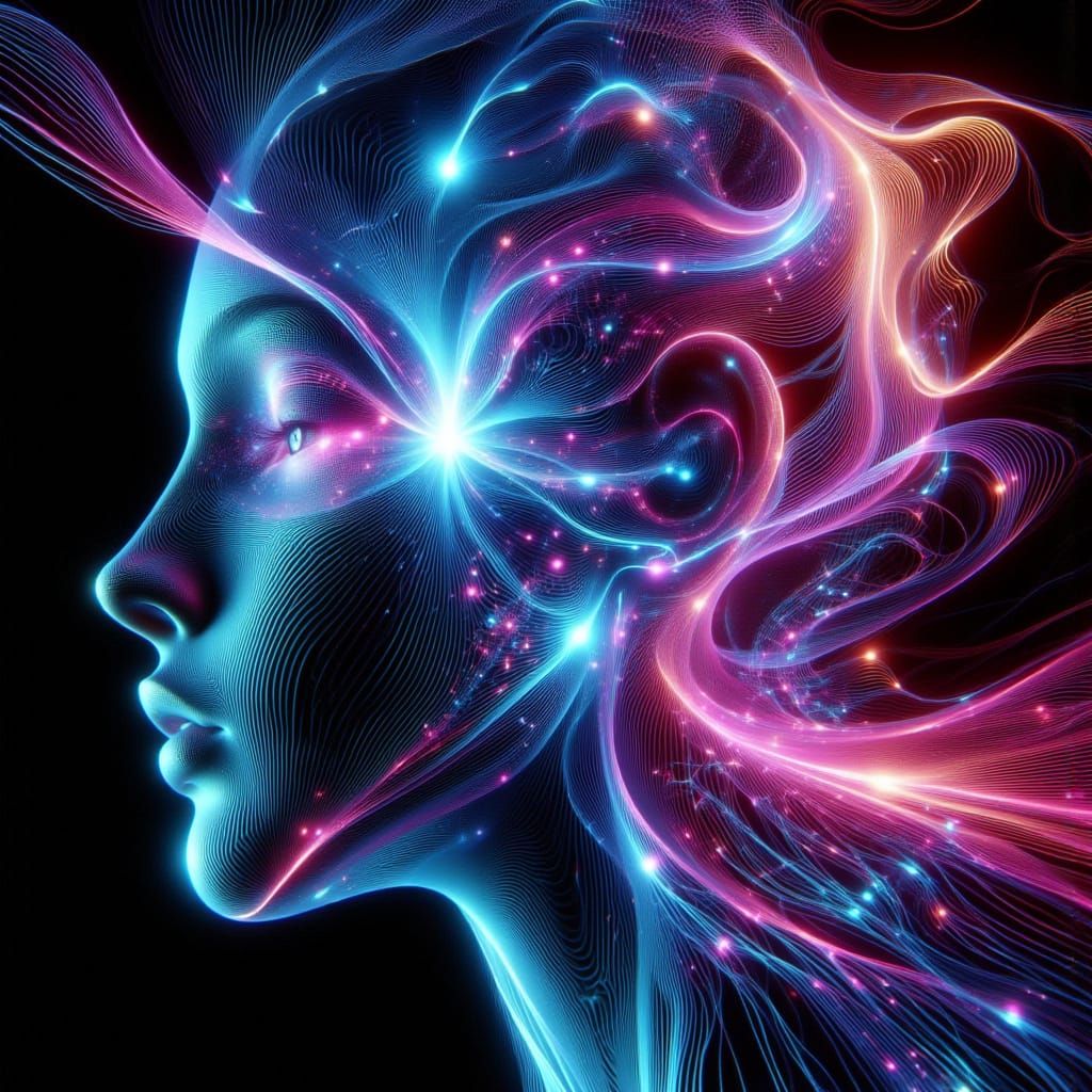 Cyberpunk Abstract with Glowing Veins and Lattice Structures