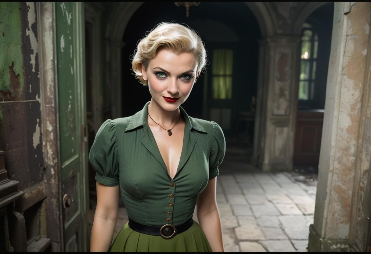 Pixie Woman Wanders in Spooky Old Mansion