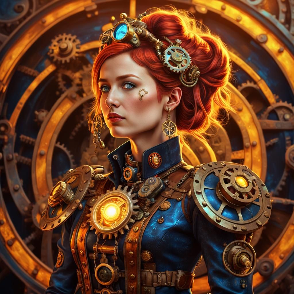 Steampunk Space Princess with Glowing Amulet