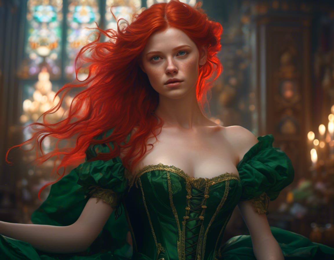 Red-Haired Irish Beauty in Hyperreal Portrait