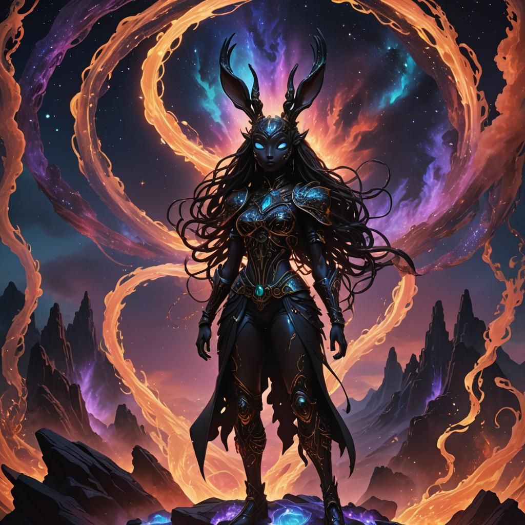 Demonic Lopunny Figure in Dark Mystic Atmosphere