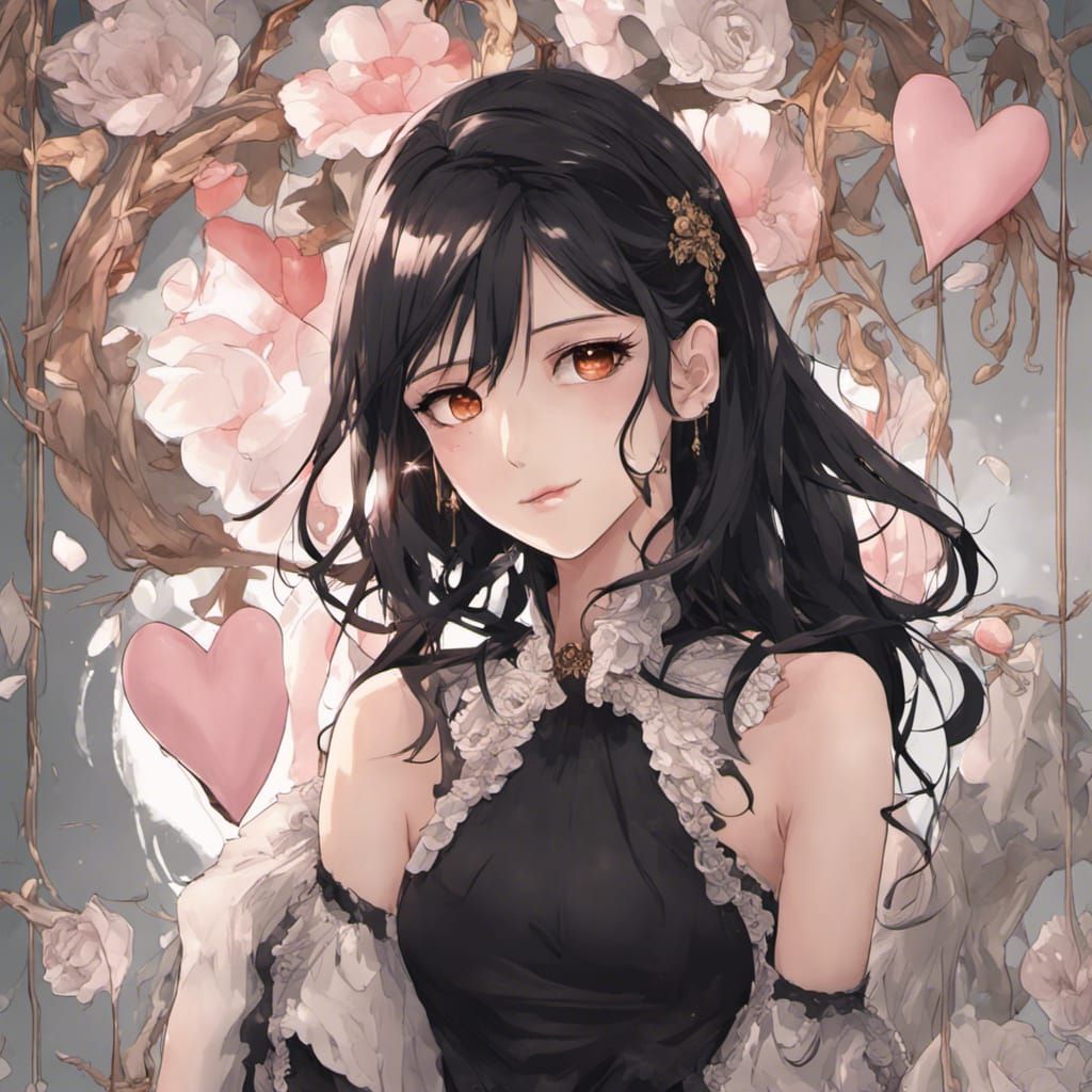 Anime Portrait of Woman with Heart-Shaped Pupils