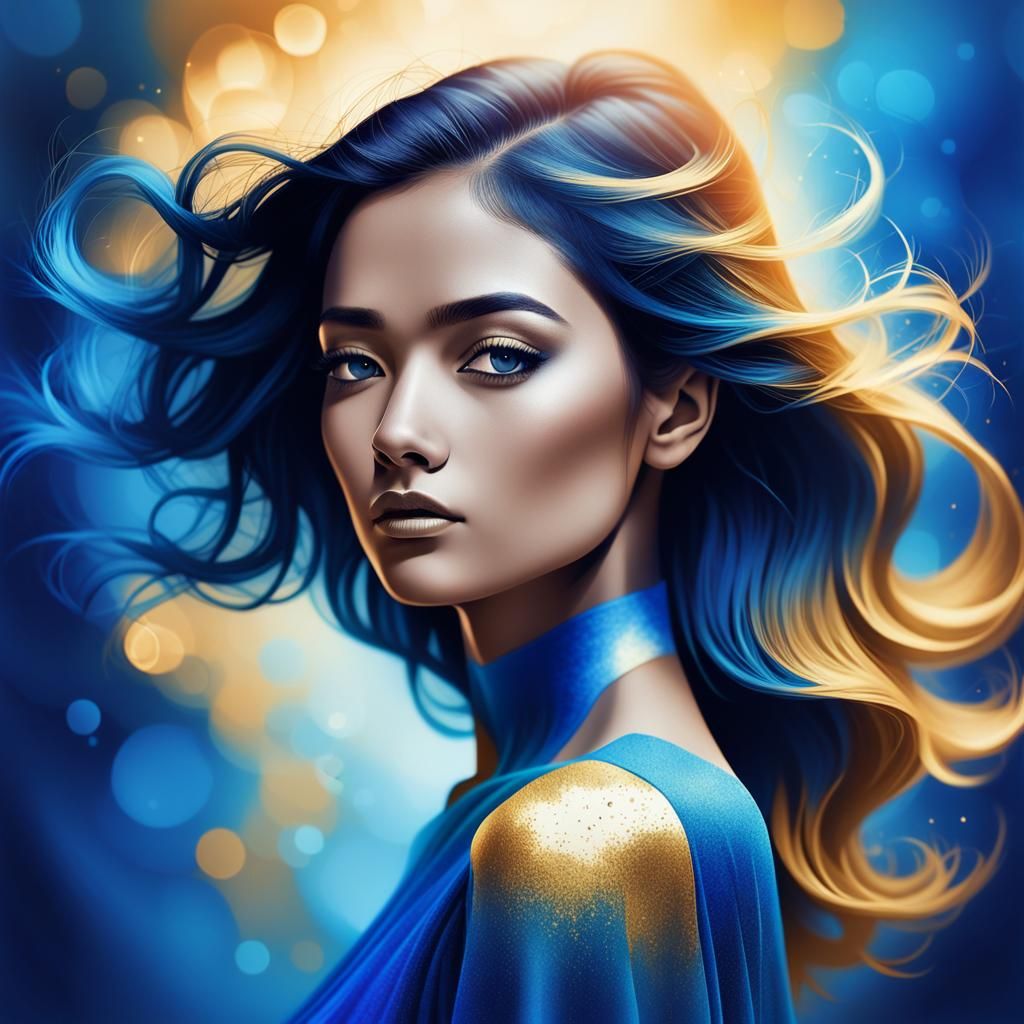 Elegant Woman: Minimalist Dry Brush Illustration in Gradient